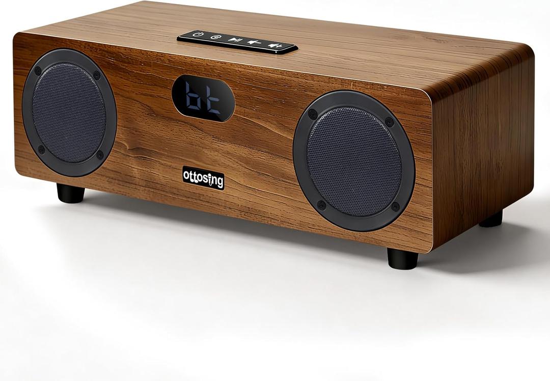2.0 HDMI Sound bar for Smart TV,Bluetooth TV Speakers with Optical/Coaxial/HDMI ARC/AUX/USB, Wooden Computer Speakers with Remote Control for TV/Party/Karaoke