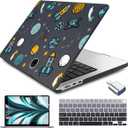 Batianda Case for New MacBook Air 13.6 inch 2025 M4 2024 2022 Release Model A3240 A3113 M3 A2681 M2, Designed Protective Hardshell Keyboard Cover and USB-C OTG Adapter, Cartoon Spaceship