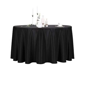 Ascoza 2pack 108 Inch Black Round Tablecloth in Polyester Fabric for Wedding/Banquet/Restaurant/Parties