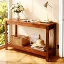 47" Entryway Table, Narrow Console Sofa Table, with Outlets and USB-C Port, Entryway Table with Open Storage, for Living Room, Hallway, Entryway, Foyer, Kitchen Counter, Golden Walnut