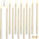 Baquler 12 Pcs Flameless Ivory Taper Candles Bulk Flickering LED Candles Taper Warm White Light LED Candlesticks for Christmas Wedding Home Decoration No Remote Control, 9.6 Inch