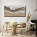 Trogonup Large Coastal Canvas Wall Art for Living Room 20x40 Inch Hand Painted White Ocean Textured Seascape Oil Painting Beach Artwork for Bedroom Office Home Decor Ready to Hang