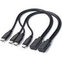 USB C Splitter 1 in 2 Out Charging Cable (2pack) 1 Feet USB C 1 Female to 2 Male Y Splitter Extension Charging Cable Supports Data Transfer and Charging for iPhone 17/16,iPad, Galaxy and More