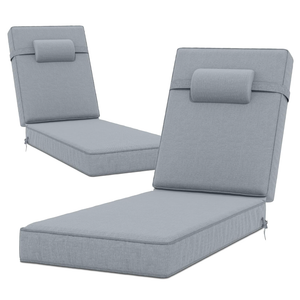 80 x 26 x 4 Inch Olefin Chaise Lounge Cushions, Lounge Chair Cushions with Headrest for Outdoor Furniture - Weather and Fade Resistant Patio Replacement Furniture Lounge Chair Cushion Set of 2