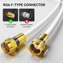 Nixsto RG6 Coaxial Cable, 3FT 6FT 10FT 15FT 25FT 50FT 100FT Coax Cable Cord | High Speed Internet, Digital TV Aerial with Gold F-Type Connector for HDTV,Satellite,Antenna,Modem with Extender- 100ft,White