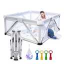 Baby Playpen Foldable, Heyo.Ja Large Play Yard, Playpen for Babies and Toddlers, Play Pens for Babies and Toddlers with Gate, Indoor & Outdoor Portable Play Pen (59"59"), Grey