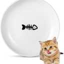 Ceramic Cat Food Plates: Cat Wet Food Bowls/Whisker Fatigue Cat Dishes & Shallow Bowls for Kittens and Small Animals (Fish bone)
