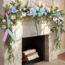 Suncalla 6ft Easter Garland for Mantle Spring Artificial Egg Garland with Flowers Ribbon Easter Pastel Floral Vine String for Fireplace Front Door Kitchen Decoration Table Home Rustic Party Decor