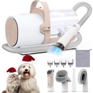 Dog Grooming Vacuum, Pet Grooming Kit with Dog Clippers, 2.5L Dust Cup 11000Pa Dogs Vacuum for Shedding Grooming, 5 Grooming Tools Home Cleaning in 1, Low Noise Pet Grooming Vacuum for Dogs, PG50 (Pink)