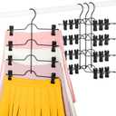 TOPIA HANGER 4 Tier Black Skirt Hangers for Women, Pants Hanger Space Saving with Adjustable Clips, Save 80% More Space, Clip Hanger for Slacks, Trousers, Shorts, Jeans, Towels, 4-Pack