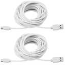 Smays 2-Pack 25ft USB to Micro USB Extension Power Cable Compatible for Wyze Cam, Oculus Go, Yi Home Camera, Kasa Cam Security Camera, White
