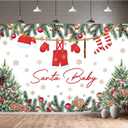 10X8ft Christmas Baby Shower Backdrop Santa Baby Christmas Party Decorations Photography Background Winter Newborn Xmas Tree Snowflake Baby Shower Decoration Cake Table Photo Booth Studio Props (Red02)