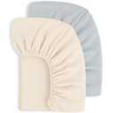 Susurration Muslin Crib Sheets 2Pack 100% Cotton Soft&Breathable Nursery Sheet 28x52inch Baby Fitted Bed Sheets for Standard Crib Mattress&Toddler Bed Mattress (Ice Cream)