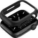 2 Pack Compatible for Apple Watch Case 45mm Series 7,Hard PC Bumper Case Protective Cover Frame [NO Screen Protector] for iWatch 7 45mm Accessories (Black+Black)