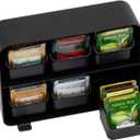 Mind Reader Tea Bag Organizer, Tea Station Organizer, Countertop Storage, Kitchen, Plastic, 10.25"L x 3.25"W x 7.75"H, Black