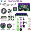 186Pcs Monster Truck Birthday Decorations, Monster Truck Balloon arch, Monster Truck Party Decorations, include Balloon arch, Banner, Backdrop, Cake Toppers, Tableware, Tablecloth