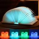 Unique Gifts for Book Lovers Women, 12 Colors Portable Book Lamp with Remote, Folding Book Light, Lovely Gift for Christmas, Birthday, Back to School & Bookshelf & Home Decor (Maple)