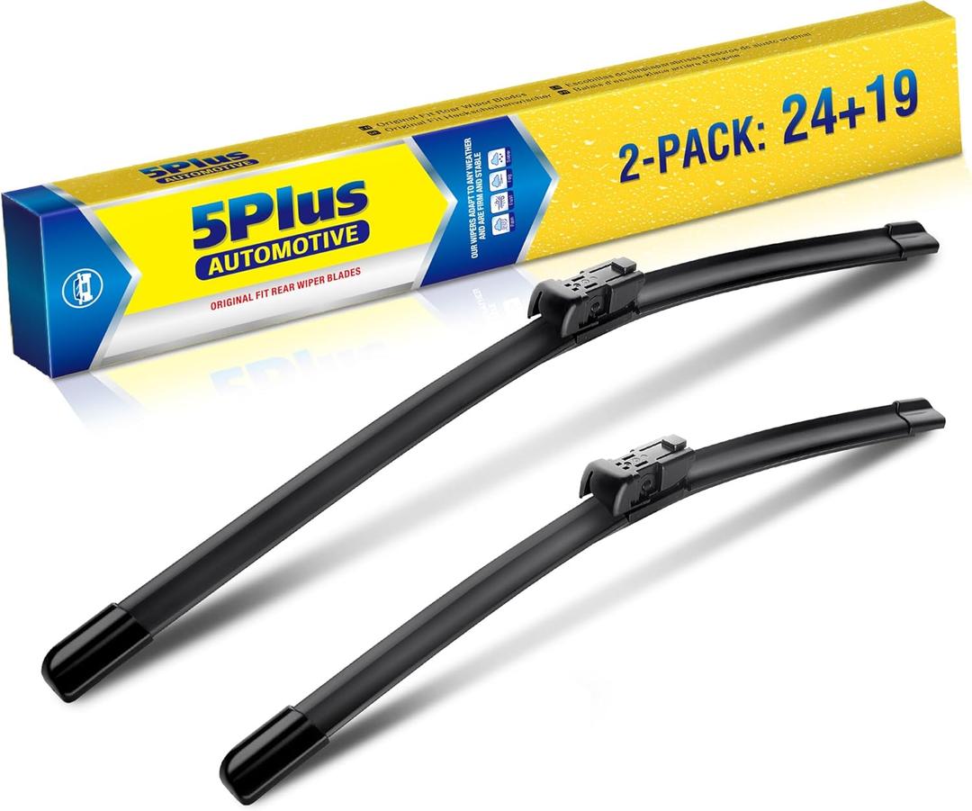 24"+19" Windshield Wiper Blades Replacement For VW Volkswagen Passat 2010-2006- 2010 Jetta 2007 Eos 2016-2006 Golf 5 Golf 6, Automotive Replacement Windshield Wiper Blades For My Car-Top Lock 19mm