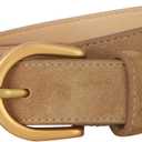 Women's Suede Belt for Jeans Dresses Pants Fashion Ladies Genuine Leather Belt with Gold Buckle (XL: Fit Waist 34"-37", Brown)