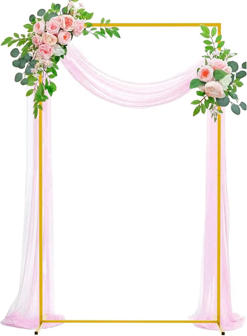 Wokceer Wedding Arch Backdrop Stand 6.6x4 FT Square Wedding Arches for Ceremony Gold Metal Balloon Arch Frame for Wedding Birthday Party Garden Arbor Anniversary Event Christmas Decor