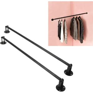 2 Pack 34 Inch Corner Garment Rod, Wardrobe Assistant Corner Angle Adjustable Wall Mounted Clothes Rack for Organizing and Displaying Everyday Attire or Seasonal Clothing