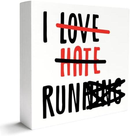 Running Gifts for Women Men, Christmas Birthday Gifts for Runners Running Lover, Track Marathon Running Lover Coach Gifts, Track Marathon Runner Gifts for Women Men, Running Decor, I Love Hate Running