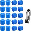 20 PCS Wheel Nut Covers Bolt Caps, 17mm Anti-Theft Wheel Lug Bolt Covers with Removal Tool, Automotive Hub Screw Exterior Protection Cap, Decorative Car Accessories (Normal, Blue)