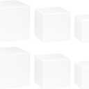 Red Co. Set of 2 Glossy White Acrylic Cube Display Nesting Riser Stands with Hollow Bottoms - 3-Pack
