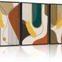 PHOPAGO Boho Abstract Framed Wall Art Modern Minimalist Luxury Gold Line Artwork Kitchen Dining Room Decor 11x14in Black Framed