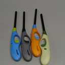 Butane Lighter, 4pcs Refillable Long Flame Lighter for BBQ Candle(No Butane Inside) (Blue)