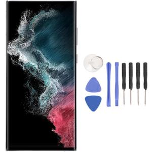 for Galaxy S22 Ultra Screen Replacement for SM S908U SM S908U1 SM G908A SM S908W US Version, Touch Digitizer Display Screen Assembly with Frame Fingerprint (Silver)