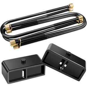 HHCSOP 2" Rear Lift Block Kits Compatible with 1999-2020 Ford F250/F350 Super Duty 2WD 4WD | 2000-2005 Ford Excursion 2WD 4WD, 2 inch Rear leveling Kit with 15.5" Black U bolts