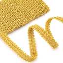 PAGOW 10 Yards Gold Lace Trim, 0.51 Inch Woven Fabric Polyester Gold Trim for Sewing, Gold Braided Trims for Jewelry Making Wedding Bridal Costume DIY Crafts Sewing Curtain