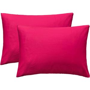 iMaylex Soft 100% Egyptian Cotton Zipper Closure Pillowcases, Cozy and Lightweight Pillow Case, Set of 2, Fuchsia, Standard, 20" x 26"