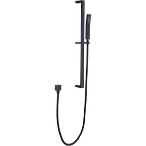 Brass Shower Slide Bar Matte Black Hand Shower Head with Slide Bar and Hose, Wall Mount Handheld Shower Wand Holder, Height Adjustable Sliding Bar, Pt003