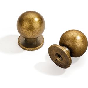 5 Pack 1 Inch (25mm) Diameter Round Solid Vintage Antique Brass Cabinet KnobsCabinet Pulls Knobs for Cabinets and Drawers,Cabinetry Hardware