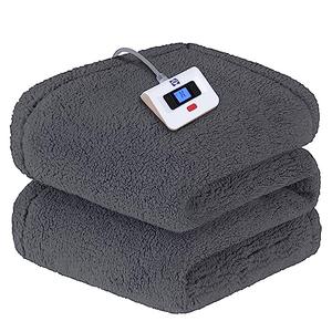 Sealy Electric Blanket Full Size, Soft Sherpa Heated Blanket Single Control with 10 Heating Levels & 1 to 12 Hours Auto-Off Settings Over-Heated Protection 80"x84" Machine Washable, Dark Grey