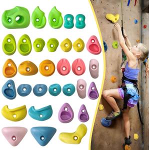 32 PCS Rock Climbing Wall for Kids,Rock Wall Climbing Holds,Adults Climbing Wall Grip Kits Holds Up to 230 lbs for Outdoor Indoor Home Playground Climbing HoldsPastel Color