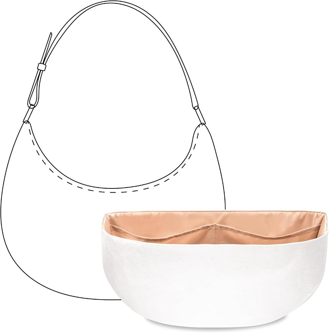Purse Organizer Insert for Moon-Shaped Handbags (Medium) Compatible with CELINE Ava Medium | Lightweight Slim Curved Bottom Liner Size 14 (8.7" L x 3.9" H x 1.4" D)