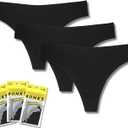 Bonks One Size Fits All Thong for Women, Pre-washed Emergency Panties  Stretchable and Seamless Underwear (Black)
