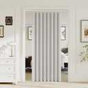 Blackout Door Curtain Accordion Door Interior Closet Door Curtain Magnetic Doorway Curtain Pleated Folding Door Room Divider Applicable Bedroom Living Room Doorway, 1 Panel, W44 x L78, Off White