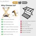oakvivo Fully Assembled Luggage Racks Pack of 2, Bamboo Natural Foldable Luggage Rack for Guest Room, Suitcase Stand with Fabric Storage Shelf for Hotel, 5 Nylon Straps, 26.77" W x 16.93" D x 22.5" H