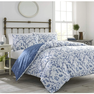 Laura Ashley Home - Twin Duvet Cover Set, Reversible Cotton Bedding with Matching Shams, Stylish Home Decor for All Seasons (Elise King Size  Blue, Twin)