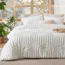 Bedsure Boho Tufted White Twin/Twin XL Comforter, Gentle Soft 2 Pieces Boho Farmhouse-Style Decor Bedding, Arch Bedding for All Seasons, 1 Bed Comforter, 1 Pillow Shams, 68x88 Inches
