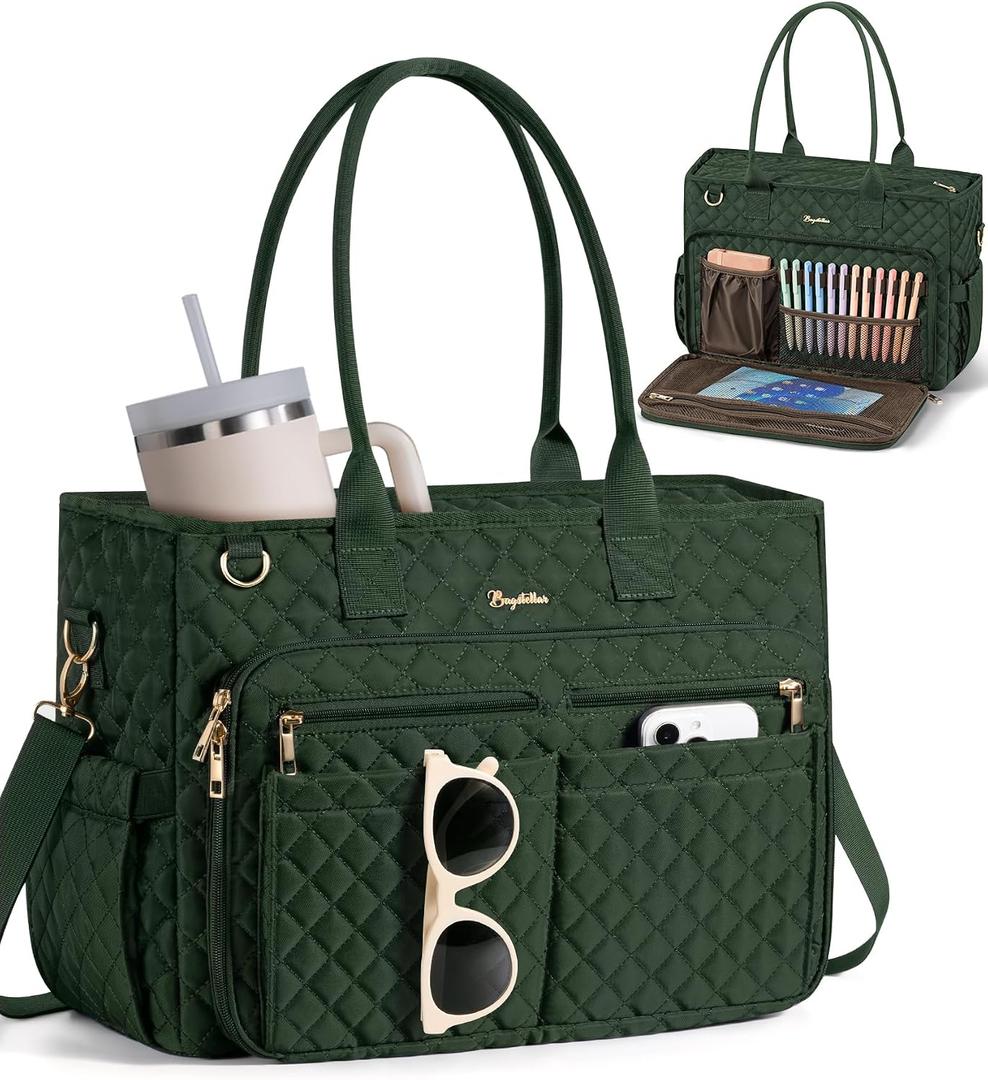 Bagstellar Teacher Tote Bag for Women, 15.6" Laptop Work Tote Computer Bag