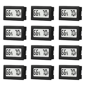 12 Pack Mini Small Digital Hygrometer Thermometer Indoor Temperature and Humidity Meter Gauge with Temp Humidity Sensor Monitor Fahrenheit () for Jars, Home, Room