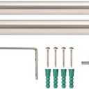 Ivilon Curtain Rod with Ball Finials - 1 inch Pole. 28 to 48 Inch. Satin Nickel