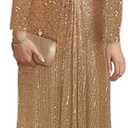 Women's Sexy Sequin Dress Sparkly Glitter V Neck Long Sleeves Bodycon Dress Club Cocktail Party Dress, XL