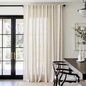 jinchan Extra Wide Sliding Door Curtain 90 Inch Length Natural Linen Curtains Semi Sheer Drapes for Patio Door Living Room Bedroom Home Office Light Filtering Beige Drapes 100 Inches Wide 1 Panel