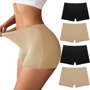 Ekouaer Boyshort Panties Women's Soft Underwear Briefs Invisible Hipster 4 Pack Seamless Boxer Brief Panties Large